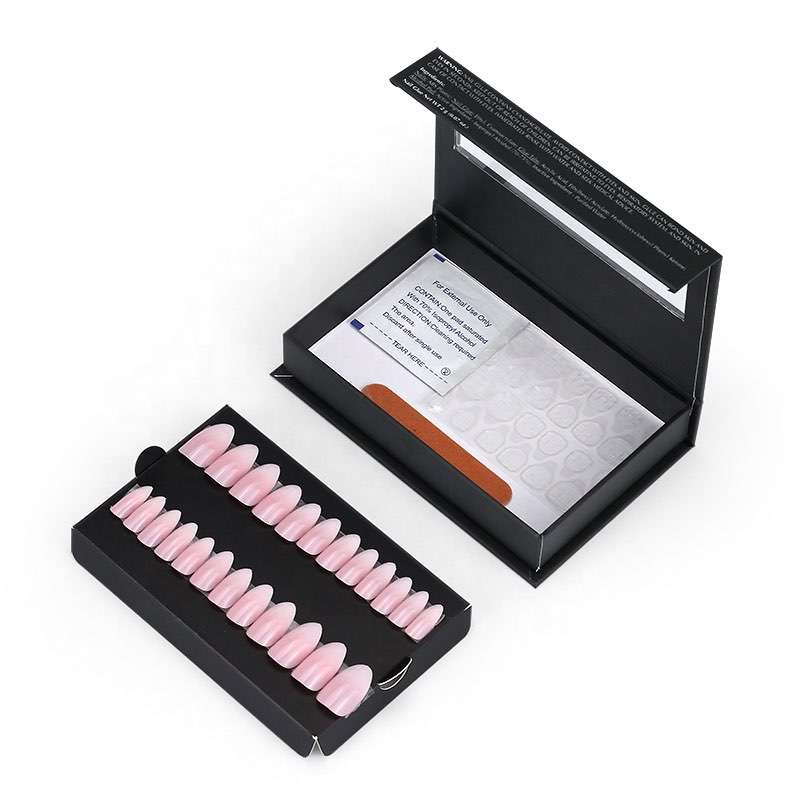 Custom press on nails package box magnetic artificial fingernails packaging box with paper insert